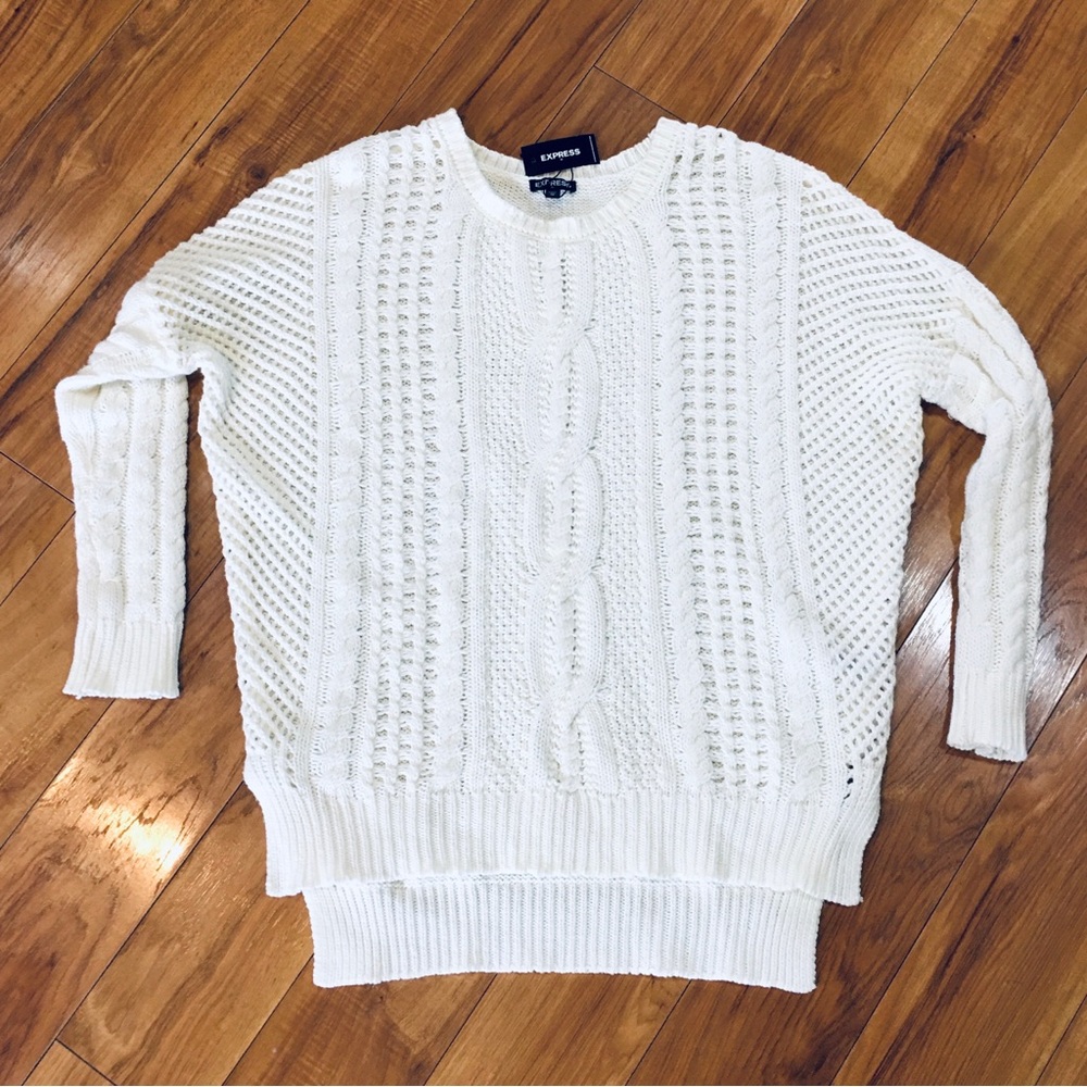 Express crochet sweater new tags boho winter baggy style cottage core ivory